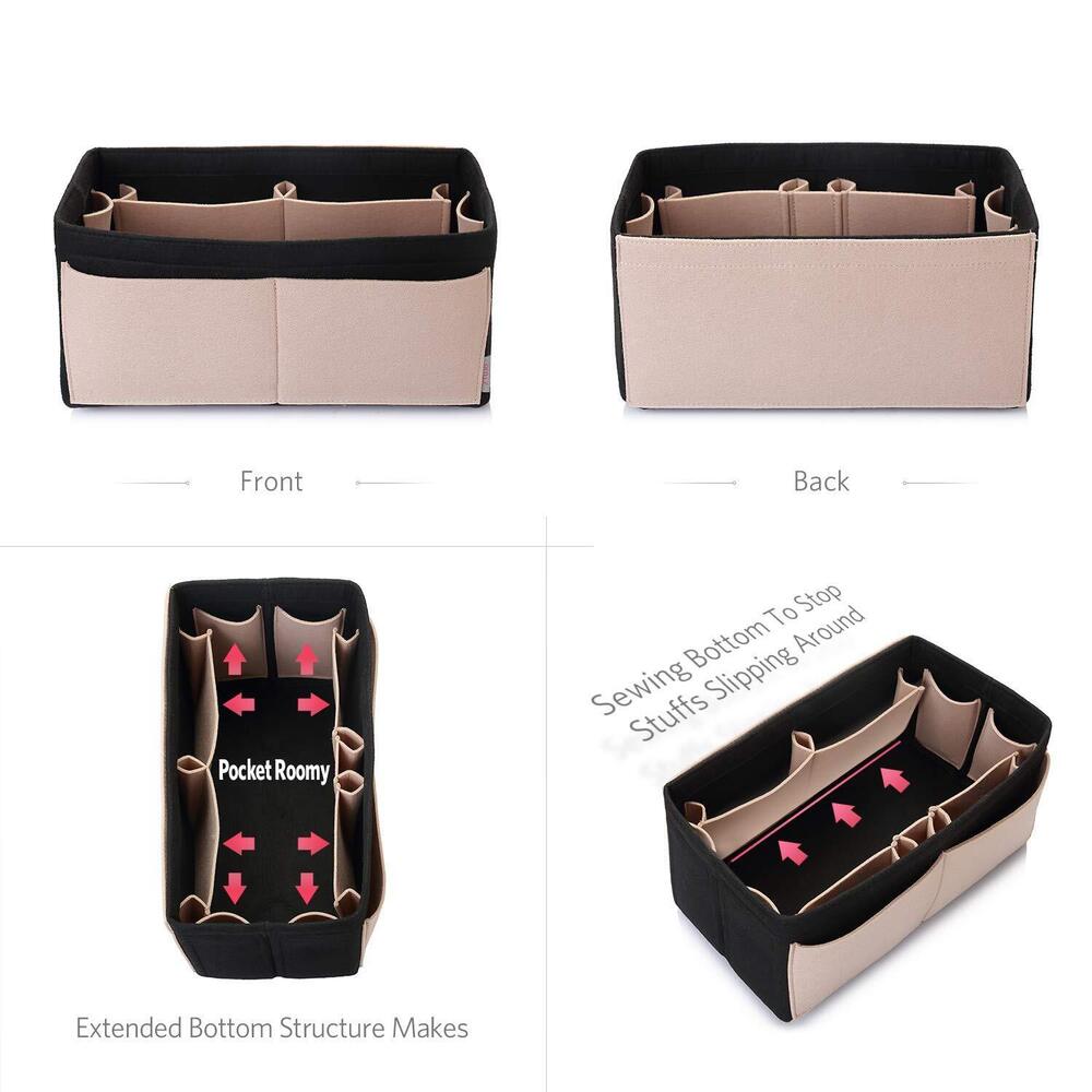 8277 Felt Purse Organizer, Multi Pocket Bag in Bag Organizer For Tote & - Picture 3 of 8